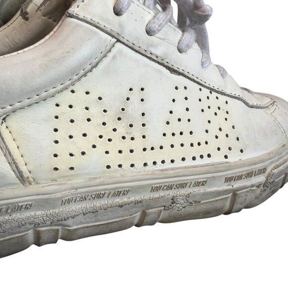 P448 low top sneakers white leather perforated logo EU 37 US 7 womens lace up - Picture 9 of 14